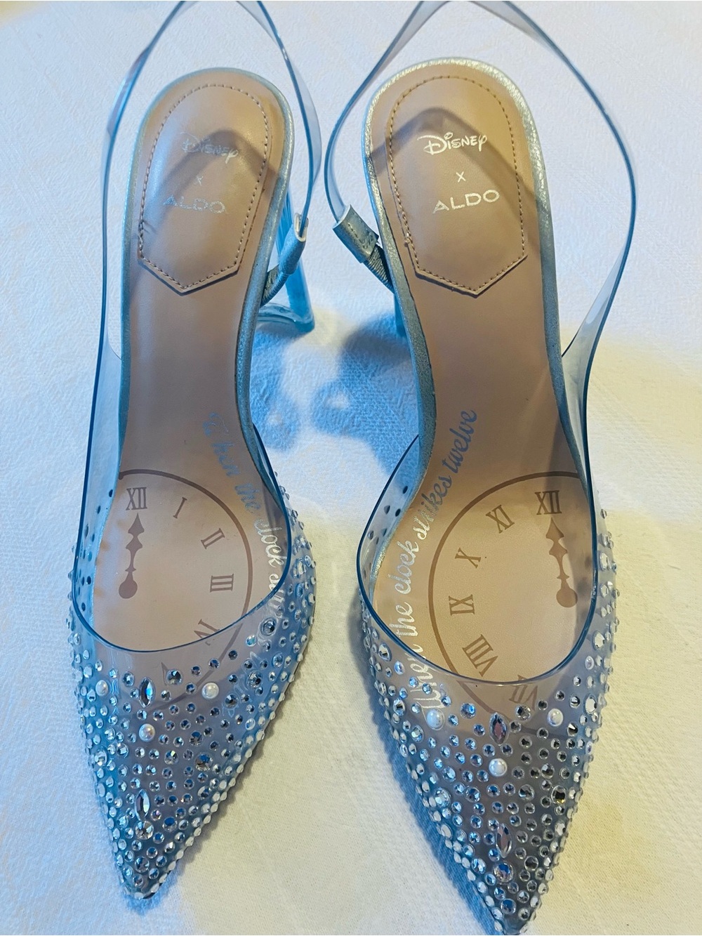 Disney + ALDO Cinderella “Strike Twelve” Clear Glass Slipper Slingback Heels - 7